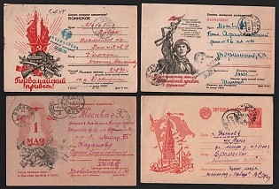 1943-47 Soviet Union, Group of Military Field Post Feldpost Censored Postcards