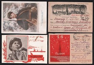 1942-44 Soviet Union, Group of Military Field Post Feldpost Censored Postcards