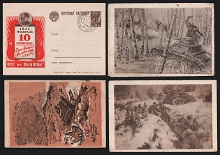 1943-46 Soviet Union, Group of Military Field Post Feldpost Picture Postcards