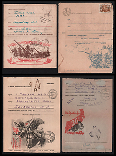 1943-45 Soviet Union, Group of Military Field Post Feldpost Censored Postcards