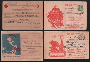 1942-46 Soviet Union, Group of Military Field Post Feldpost Censored Postcards