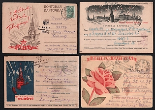 1943-44 Soviet Union, Group of Military Field Post Feldpost Censored Postcards