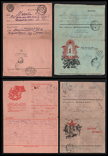 1943 Soviet Union, Group of Military Field Post Feldpost Censored Postcards