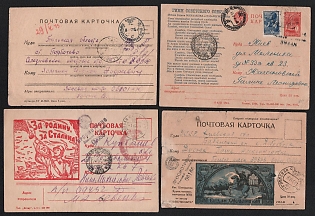 1943-45 Soviet Union, Group of Military Field Post Feldpost Censored Postcards