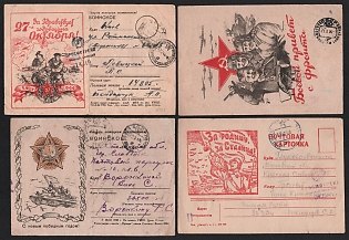 1943-44 Soviet Union, Group of Military Field Post Feldpost Censored Postcards