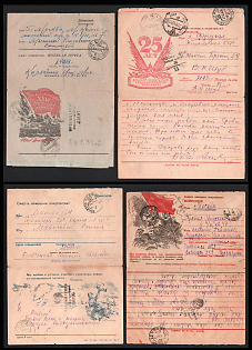 1943-44 Soviet Union, Group of Military Field Post Feldpost Censored Postcards