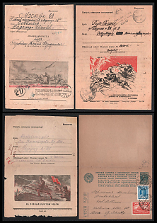 1943-45 Soviet Union, Group of Military Field Post Feldpost Censored Postcards