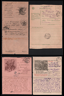 1943-44 Soviet Union, Group of Military Field Post Feldpost Censored Postcards