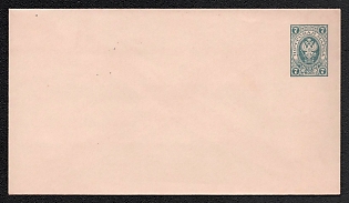 1889-90 7k Stamped Envelope, Postal Stationery, Green-blue, 143x81mm, 16th Issue