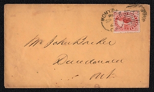 1867 (24 Sep) Cover from Montreal (Canada) to HIlton (Canada), franked with 3c (Canada), canceled by Montreal postmark. Arrive in HIlton September 25, 1867