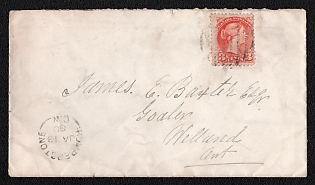1880 (13 Jan) Cover from Humberstone (Canada) to Welland (Canada), franked with 3c (Canada), canceled by barred oval postmark. Arrive in Welland January 13, 1880