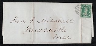 1863 (04 Sep) Letter sheet from St.John (New Brunswick) to Newcastle (New Brunswick), franked with 5c green Queen Victoria (New Brunswick), canceled by St.John postmark. Arrive in Newcastle Sep 5, 1863