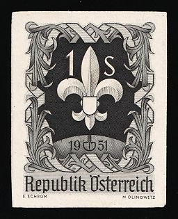 1951 1s  Republic of Austria, Imperforate, Proof