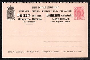188-89 10p Postal stationery Postcard, Russian Finland, 15th Issue, Double with paid reply