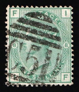 1865-79 1s British Post Offices in Danich West Indies, St Thomas, Vertical Oval ‘C51’ Type of Obliterator, Plate Number '8'