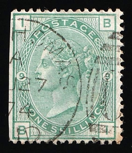 1865-79 1s British Post Offices in Danich West Indies, St Thomas, Сircle ‘St Thomas’ Type of Obliterator, Plate Number '9'