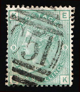 1865-79 1s British Post Offices in Danich West Indies, St Thomas, Vertical Oval ‘C51’ Type of Obliterator, Plate Number '9'