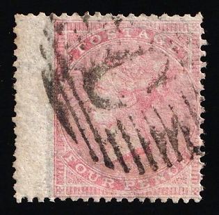 1853-83 3d British Post Offices in Turkish Empire, Constantinople, Vertical Oval ‘C’ Type of Obliterator, SHIFTED Perforation