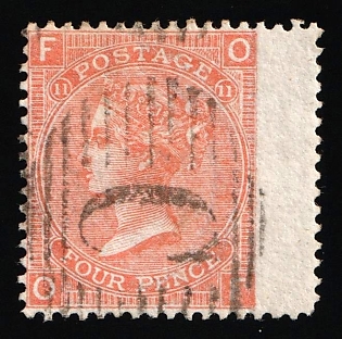 1853-83 4d British Post Offices in Turkish Empire, Constantinople, Vertical Oval ‘C’ Type of Obliterator, Plate Number '11', SHIFTED Perforation
