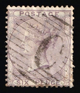 1853-83 6d British Post Offices in Turkish Empire, Constantinople, Vertical Oval ‘C’ Type of Obliterator