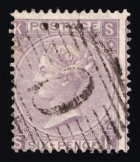 1853-83 6d British Post Offices in Turkish Empire, Constantinople, Vertical Oval ‘C’ Type of Obliterator, Plate Number '5', SHIFTED Perforation