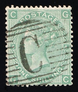 1853-83 1s British Post Offices in Turkish Empire, Constantinople, Vertical Oval ‘C’ Type of Obliterator, Plate Number '4'