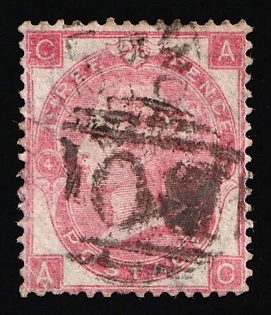 1858-1879 3d British Post Offices in Egypt, Alexandria, Vertical Oval ‘B01’ Type of Obliterator, Plate Number '4'