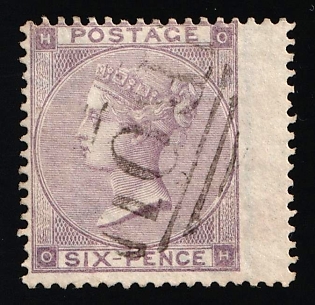 1858-1879 6d British Post Offices in Egypt, Alexandria, Vertical Oval ‘B01’ Type of Obliterator, SHIFTED Perforation