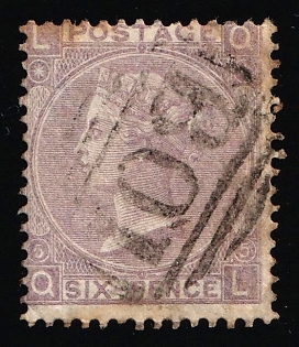 1858-1879 6d British Post Offices in Egypt, Alexandria, Vertical Oval ‘B01’ Type of Obliterator, Plate Number '5'