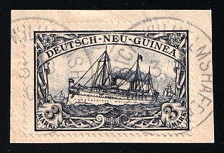 1900-01 3m New Guinea on piece, German Colonies, Kaiser’s Yacht, Germany, Signed
