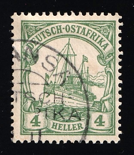 1905 4h East Africa, German Colonies, Kaiser’s Yacht, Germany, Dark Gray Green Color