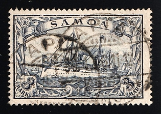 1900 3m Samoa, German Colonies, Kaiser’s Yacht, Germany, Signed