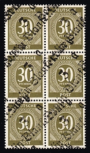 1948 30pf District 3 Berlin-Blankenburg Main Post Office, Berlin Emergency Issue, Soviet Russian Zone of Occupation, Germany, Block