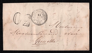 1857 (14 Apr) Stampless letter sheet from Clelles-en-Trièves (France) to Grenoble (France), payment postmark cachet rate "30", Clelles-en-Trièves origin postmark, Arrive in Grenoble April 15, 1857