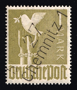 1948 1m District 27 Chemnitz 1 Main Post Office, Berlin Emergency Issue, Soviet Russian Zone of Occupation, Germany