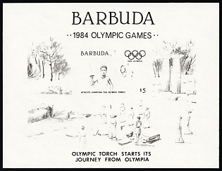 1984 5d Antigua and Barbuda, Barbuda, Souvenir Sheet, Trial Color Proof, Imperforate