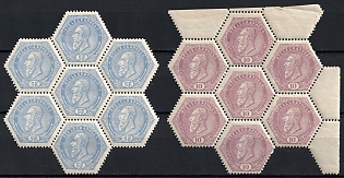 1888-99 Belgium, Blocks, Margins, Telegraf Stamps