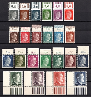 1941-44 Third Reich, Germany, Complete Sets, Margins, Plate Numbers