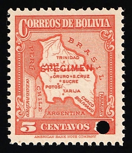 1935 5c Plurinational State of Bolivia, Specimen, Annulated