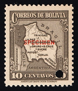 1935 10c Plurinational State of Bolivia, Specimen, Annulated