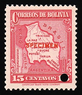 1935 15c Plurinational State of Bolivia, Specimen, Annulated