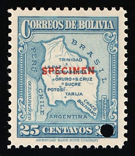 1935 25c Plurinational State of Bolivia, Specimen, Annulated