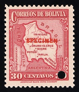 1935 30c Plurinational State of Bolivia, Specimen, Annulated