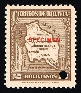 1935 2b Plurinational State of Bolivia, Specimen, Annulated