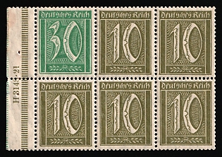 1921 Weimar Republic, Germany, Se-tenant, Zusammendrucke, Block