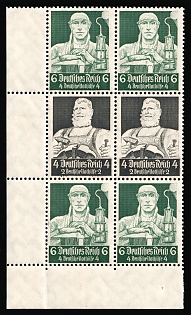 1934 Third Reich, Germany, Se-tenant, Zusammendrucke, Block, Corner Margin