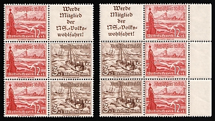 1937 Third Reich, Germany, Se-tenants, Zusammendrucke, Blocks, Margin