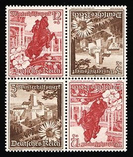1938 Third Reich, Germany, Tete-beche, Se-tenant, Zusammendrucke, Block of Four