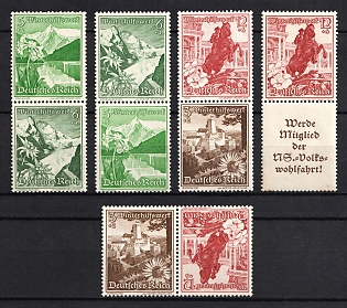1938 Third Reich, Germany, Tete-beche, Se-tenants, Zusammendrucke