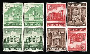 1940 Third Reich, Germany, Tete-beche, Se-tenants, Zusammendrucke, Blocks of Four